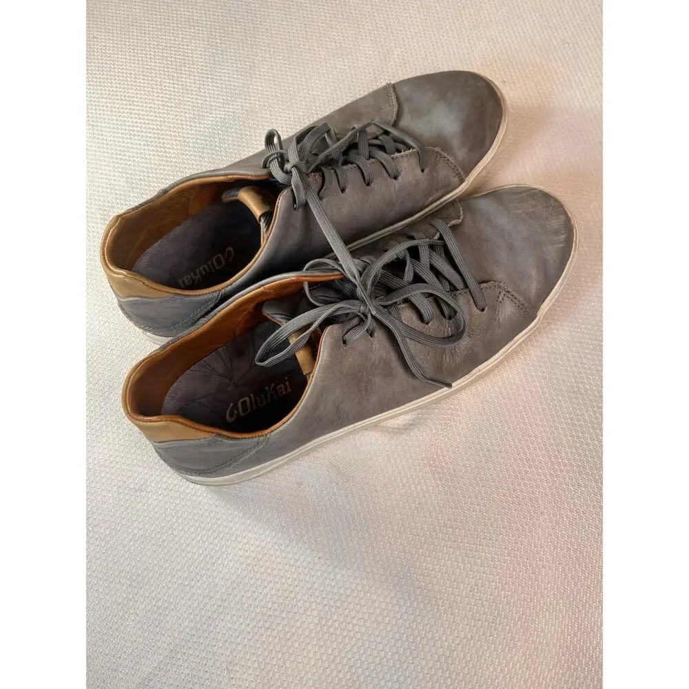 Olukai Lae‘ahi Lī ‘Ili Men Gray‎ Waterproof Leather Sneakers Size US M 11 Shoes